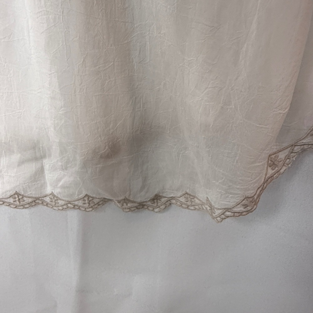 Johnny Was Womens Embroidered Silk Blouse White Boho Floral Split Neck Top L - Picture 8 of 11